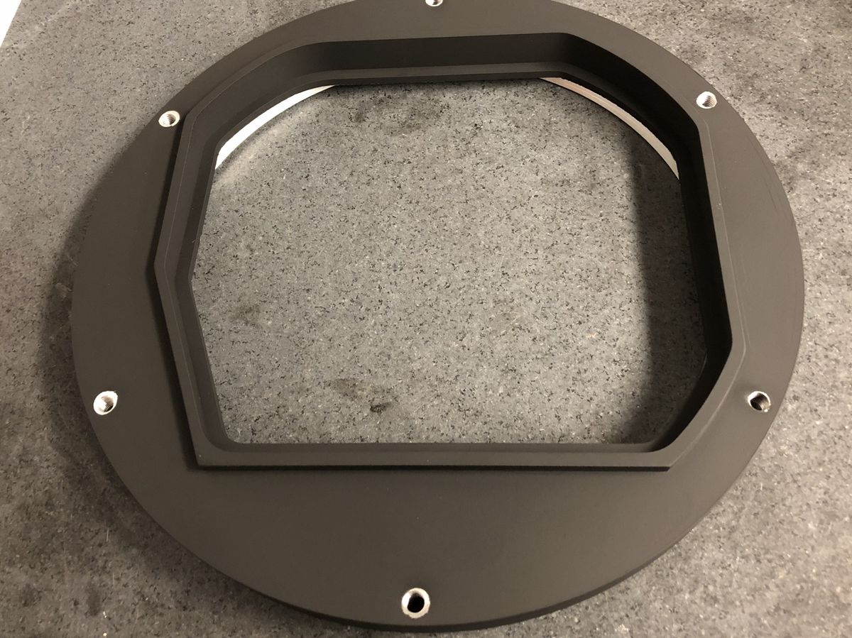Black anodized CNC machined ring by Rigid Concepts